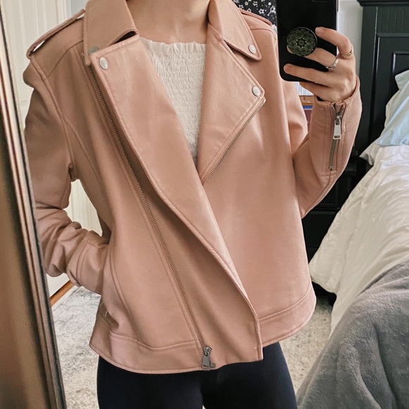 mauve faux leather jacket